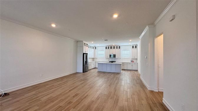 Interior, Kitchen, Recessed Lighting, Wood Texture Flooring