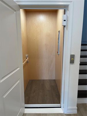 Elevator, Interior, Wood Texture Flooring, Wooden Walls