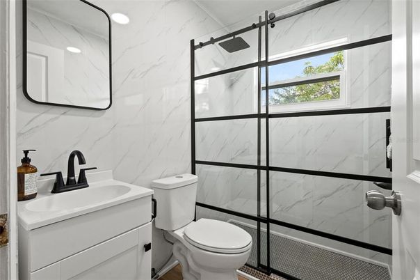 Bathroom, Glass Shower, Interior, Marble Walls