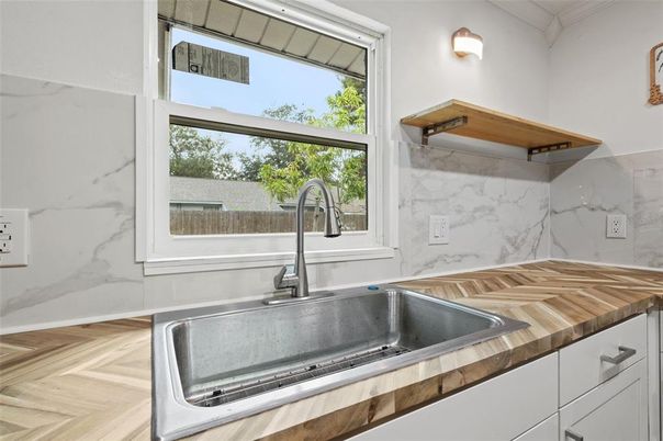 Interior, Kitchen, Marble Walls, Wood Texture Flooring