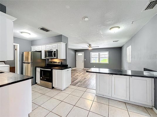 Interior, Kitchen, Stainless Steel Appliances, Wood Texture Flooring