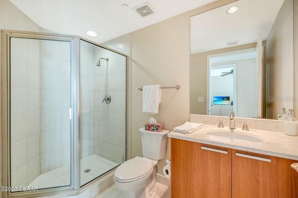 Bathroom, Glass Shower, Interior, Recessed Lighting