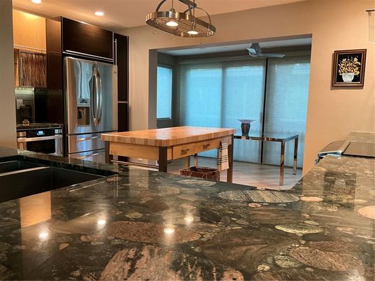Interior, Kitchen, Pendant Lights, Recessed Lighting, Stainless Steel Appliances