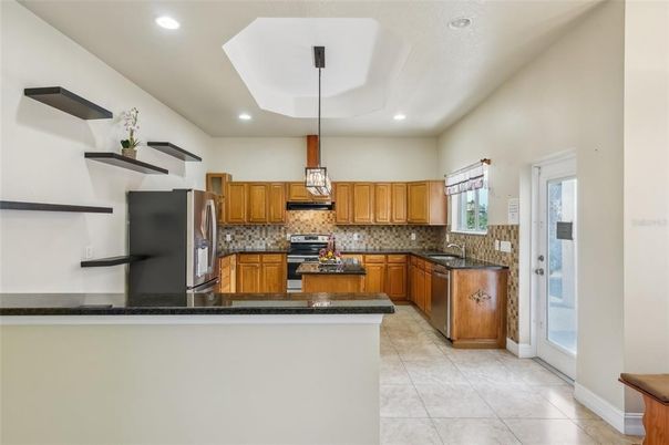 Interior, Kitchen, Pendant Lights, Recessed Lighting, Stainless Steel Appliances