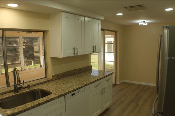 Interior, Kitchen, Recessed Lighting, Wood Texture Flooring