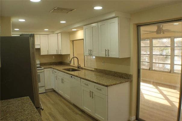 Interior, Kitchen, Recessed Lighting, Wood Texture Flooring