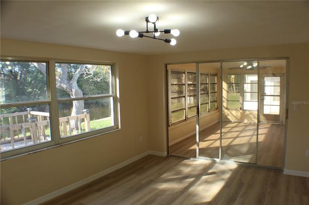 Chandelier, Empty room, Interior, Wood Texture Flooring