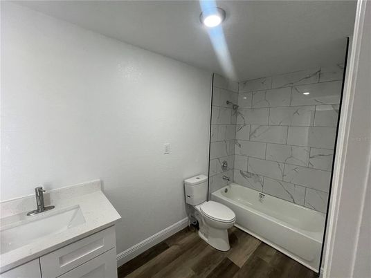 Bathroom, Interior, Marble Walls, Wood Texture Flooring