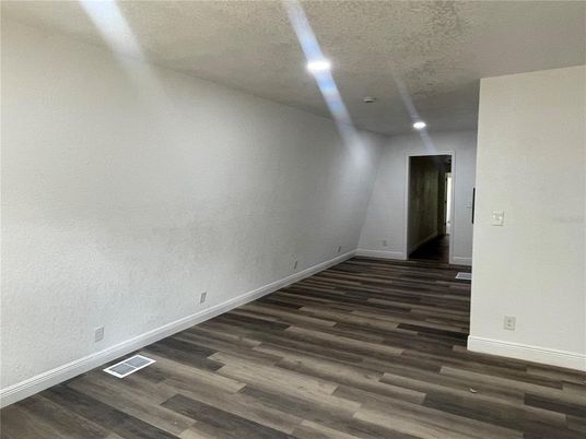 Empty room, Interior, Recessed Lighting, Wood Texture Flooring