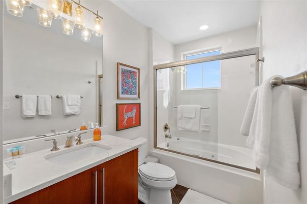 Bathroom, Glass Shower, Interior, Recessed Lighting
