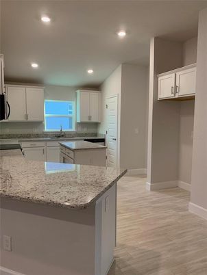 Interior, Kitchen, Recessed Lighting, Wood Texture Flooring
