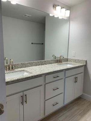 Bathroom, Dual Sink Vanities, Interior, Wood Texture Flooring