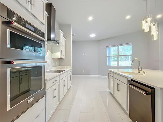 Interior, Kitchen, Pendant Lights, Recessed Lighting, Stainless Steel Appliances