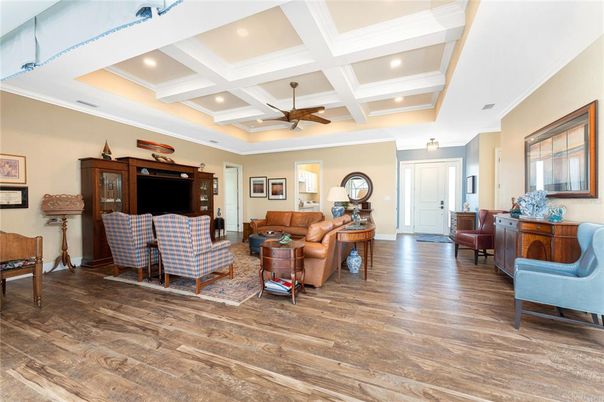 Interior, Living room, Recessed Lighting, Wood Texture Flooring