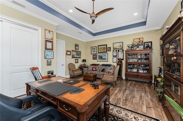 Dining room, Interior, Living room, Recessed Lighting, Wood Texture Flooring