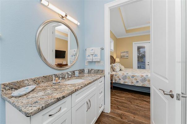 Bathroom, Bedroom, Dual Sink Vanities, Interior, Wood Texture Flooring