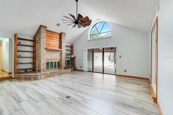 Empty room, Fireplace, Interior, Wood Texture Flooring
