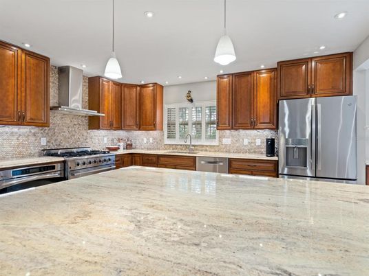 Interior, Kitchen, Pendant Lights, Recessed Lighting, Stainless Steel Appliances