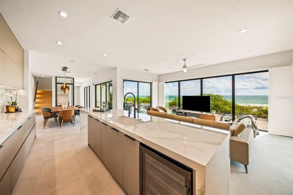Dining room, Interior, Kitchen, Living room, Pendant Lights, Recessed Lighting, Water