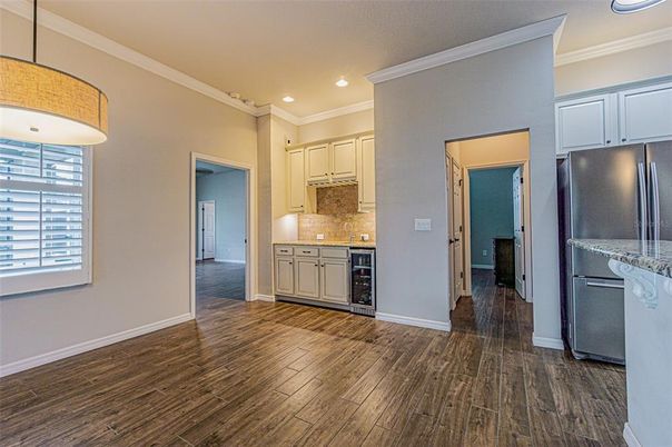 Interior, Kitchen, Recessed Lighting, Wood Texture Flooring
