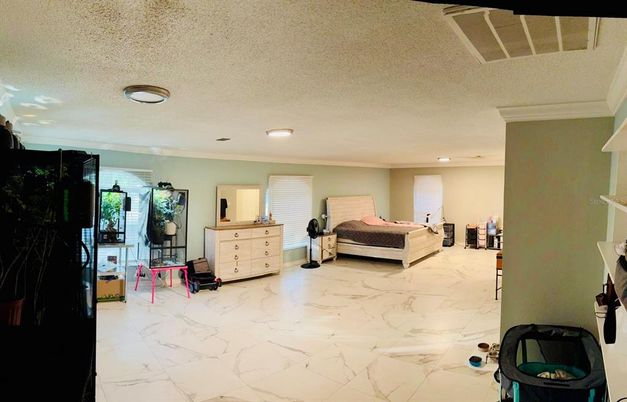 Bedroom, Interior, Marble, Recessed Lighting