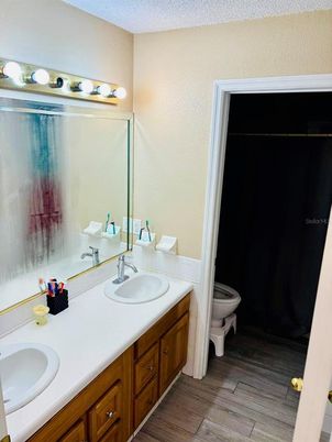 Bathroom, Dual Sink Vanities, Interior, Wood Texture Flooring