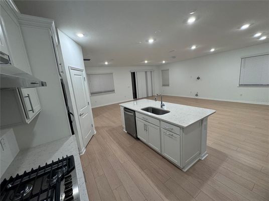 Interior, Kitchen, Recessed Lighting, Wood Texture Flooring