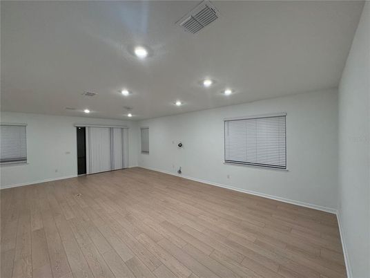 Empty room, Interior, Recessed Lighting, Wood Texture Flooring