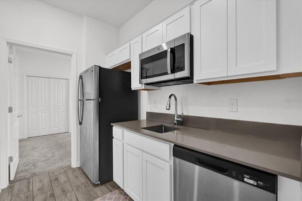 Interior, Kitchen, Stainless Steel Appliances, Wood Texture Flooring