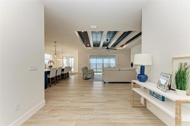 Dining room, Interior, Kitchen, Living room, Pendant Lights, Recessed Lighting, Wooden Ceilings, Wood Texture Flooring