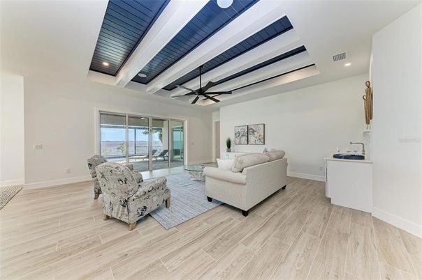 Interior, Living room, Recessed Lighting, Wood Texture Flooring