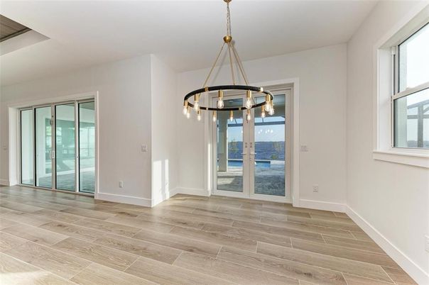 Empty room, Interior, Pendant Lights, Wood Texture Flooring