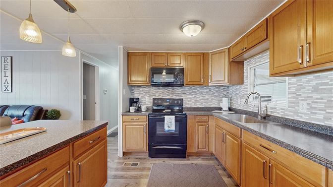 Interior, Kitchen, Pendant Lights, Wood Texture Flooring