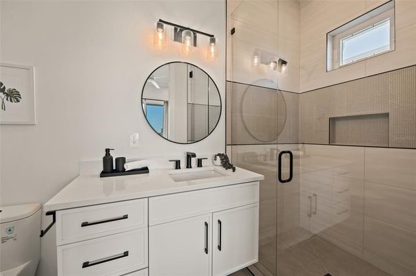 Bathroom, Dual Sink Vanities, Glass Shower, Interior
