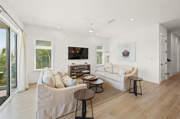 Interior, Living room, Recessed Lighting, Wood Texture Flooring