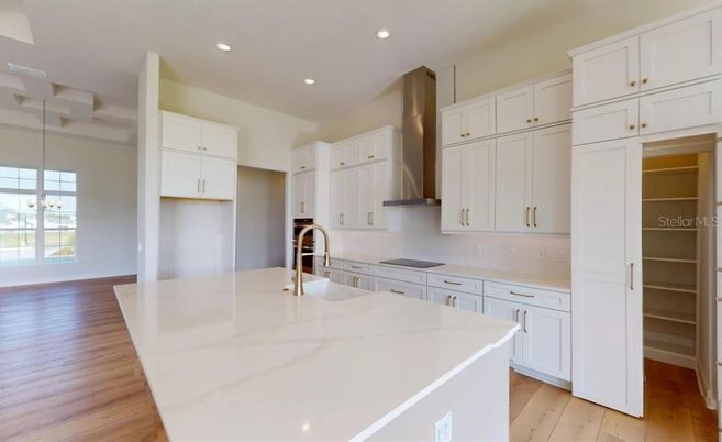 Interior, Kitchen, Recessed Lighting, Wood Texture Flooring
