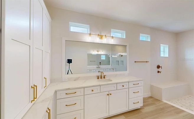 Bathroom, Dual Sink Vanities, Interior, Wood Texture Flooring