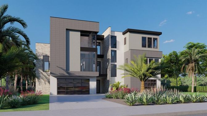 Attached, Exterior, Facade, Modern