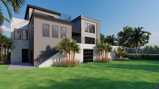 Attached, Backyard, Exterior, Facade, Modern
