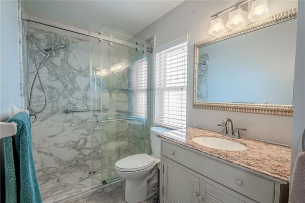 Bathroom, Glass Shower, Interior, Marble Walls