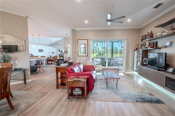Dining room, Interior, Kitchen, Living room, Pendant Lights, Recessed Lighting, Wood Texture Flooring