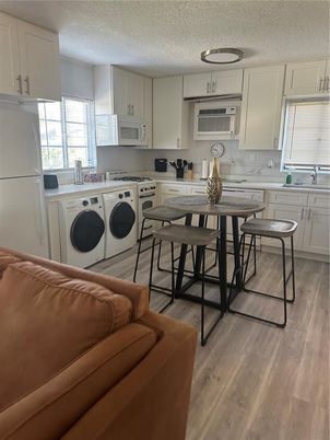Interior, Kitchen, Washer, Wood Texture Flooring