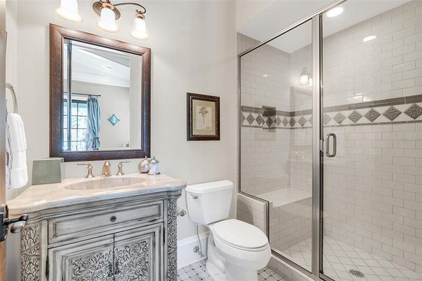 Bathroom, Glass Shower, Interior, Recessed Lighting
