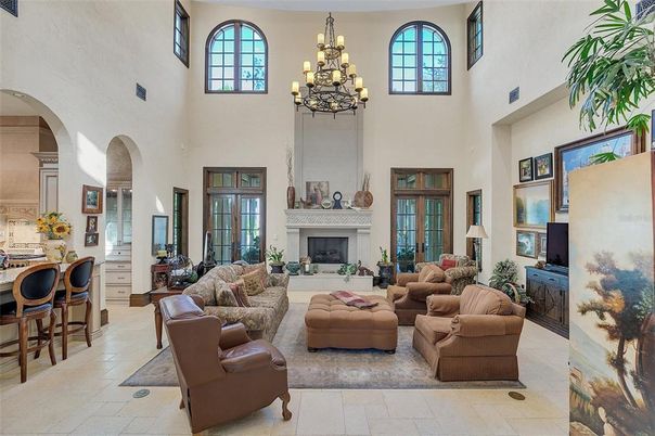 Chandelier, Fireplace, Interior, Living room