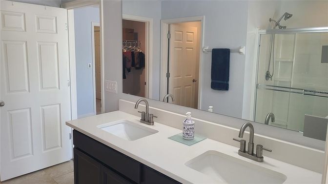 Bathroom, Dual Sink Vanities, Glass Shower, Interior