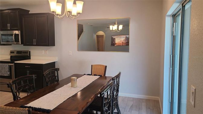 Chandelier, Dining room, Interior, Kitchen, Wood Texture Flooring