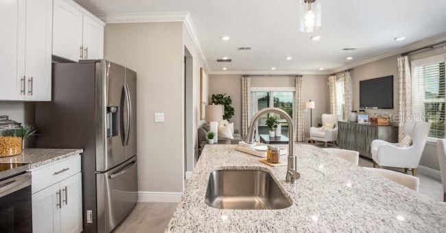 Interior, Kitchen, Living room, Pendant Lights, Recessed Lighting, Stainless Steel Appliances, Wood Texture Flooring