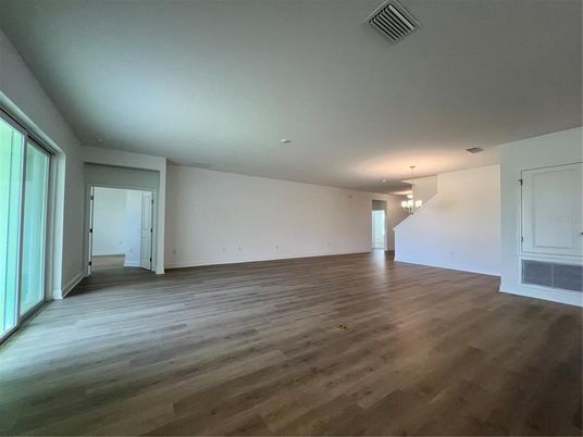 Chandelier, Empty room, Interior, Wood Texture Flooring