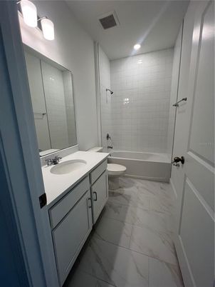 Bathroom, Dual Sink Vanities, Interior, Marble, Recessed Lighting