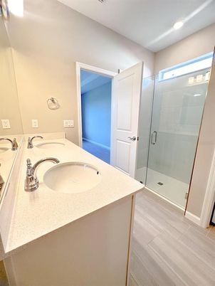 Bathroom, Dual Sink Vanities, Glass Shower, Interior, Recessed Lighting